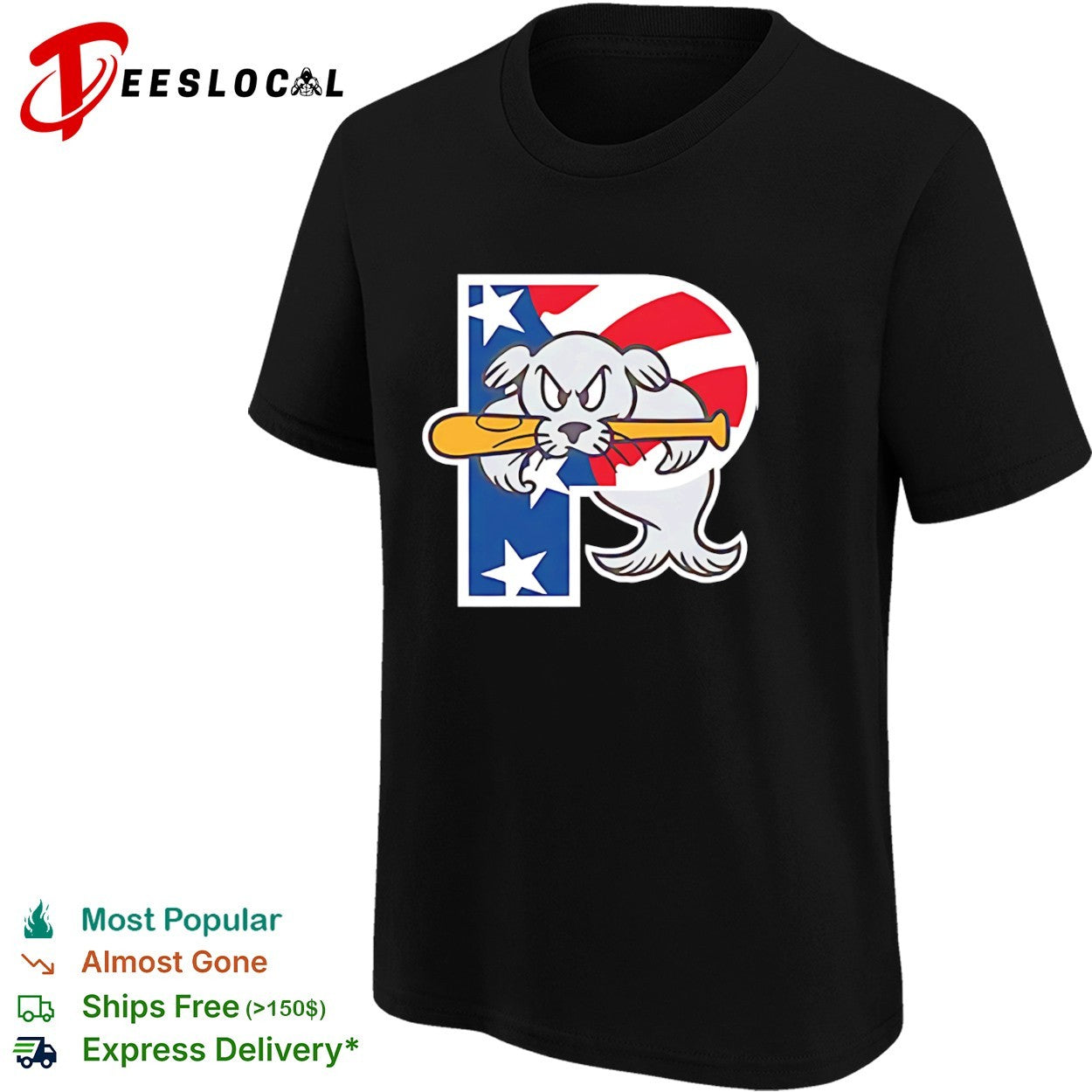 Baseball seal mascot patriotic P letter logo shirt