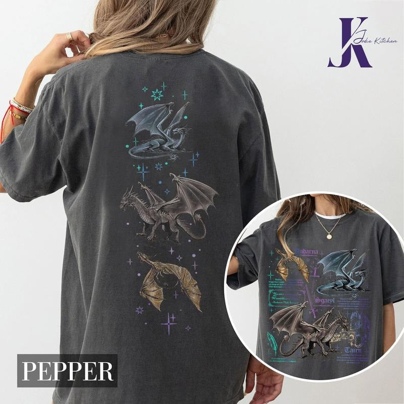 Basgiath War College Comfort Colors Shirt, Fourth Wing Dragon Shirt, Tairn & Andarna Dragon TShirt, , Dragon Rider...