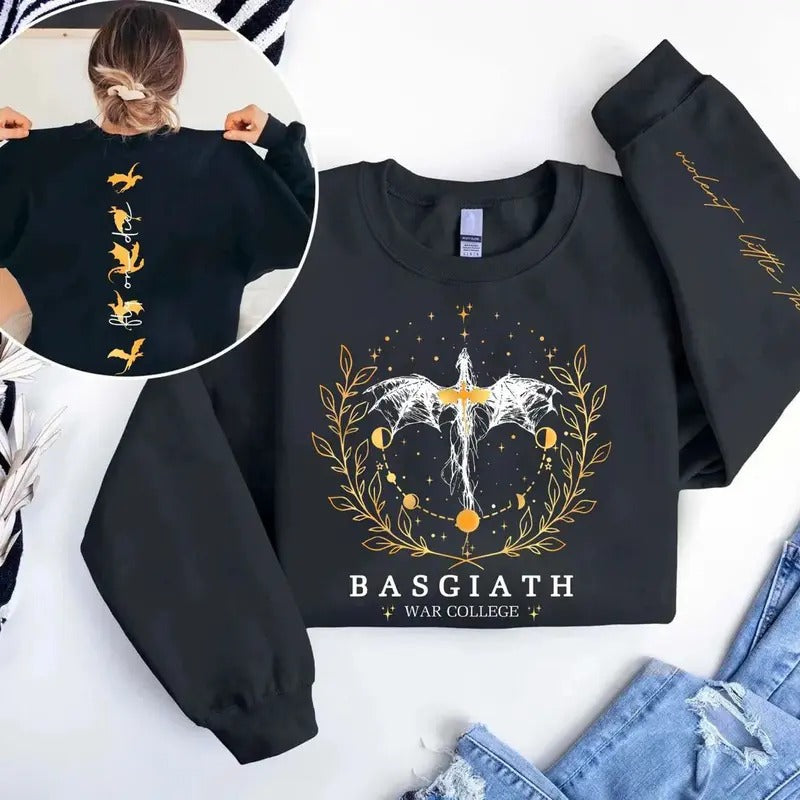 Basgiath War College Sweatshirt, Dragon Rider Tee, Fourth Wing Hoodies, Violet Sorrengail, Fly or Die, Riders Quadrant,...