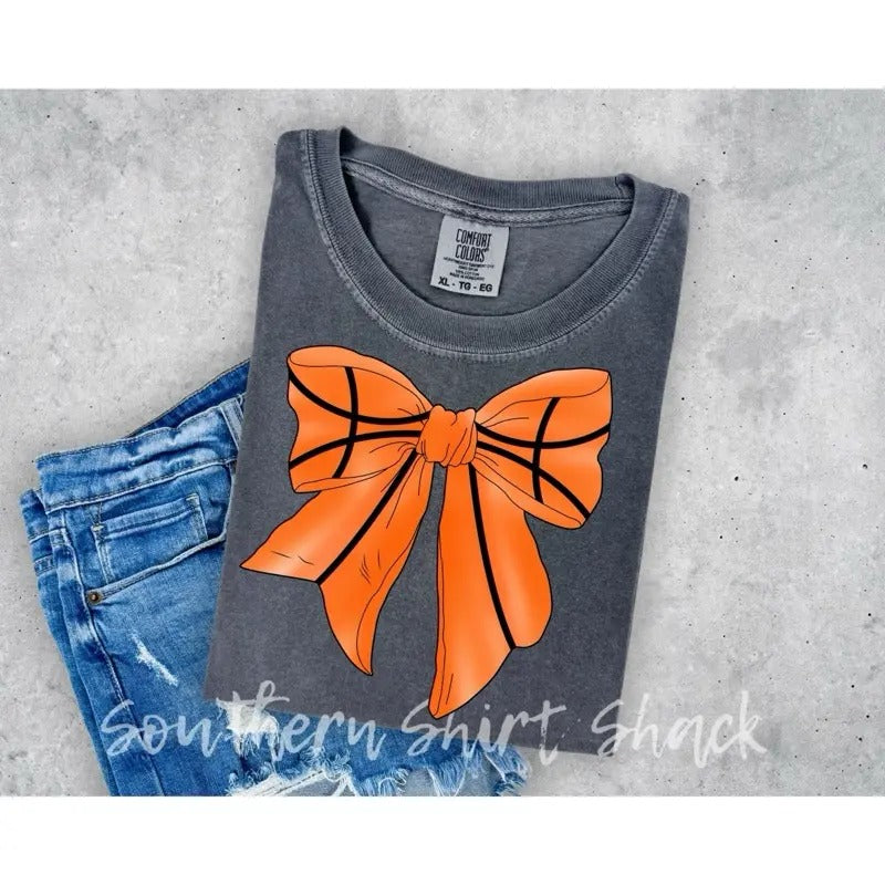 Basketball Bow t shirt |  comfort colors shirt | basketball season t shirt Hoodie, Sweatshirt | CiraTrend.com