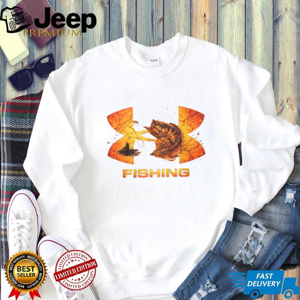 Bass Fishing Fisherman Sunset Logo Graphic T Shirt