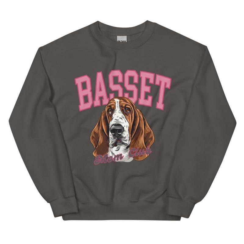 Basset Hound Mom Club Sweatshirt ~ Sweatshirt Unisex Apparel Relaxed Fit Printed in the USA Clothing Womenswear Casual and Comfortable