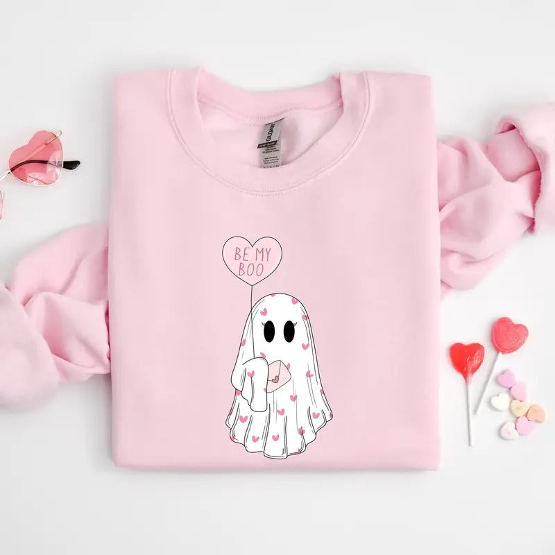 Be My Boo Sweatshirt for Women, XOXO Heart Sweater, Valentines Day Sweatshirt, 100% Cotton - Fabric T-Shirts, Hoodie