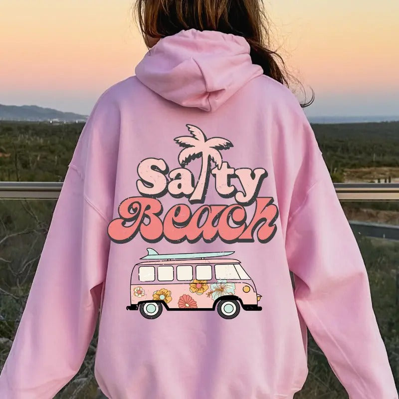 Beach Hoodie, Salty Beach Graphic, Cotton Casual Oversized Hoodie, Sunset Hoodie, Beach Hoodie, Womens Sweatshirt...