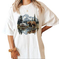 Bear and Mountain Forest Cute Retro Bear and Forest Sweatshirts Hooded T-Shirts Gift for Hunting Season 1 Cotton Top Hoodie