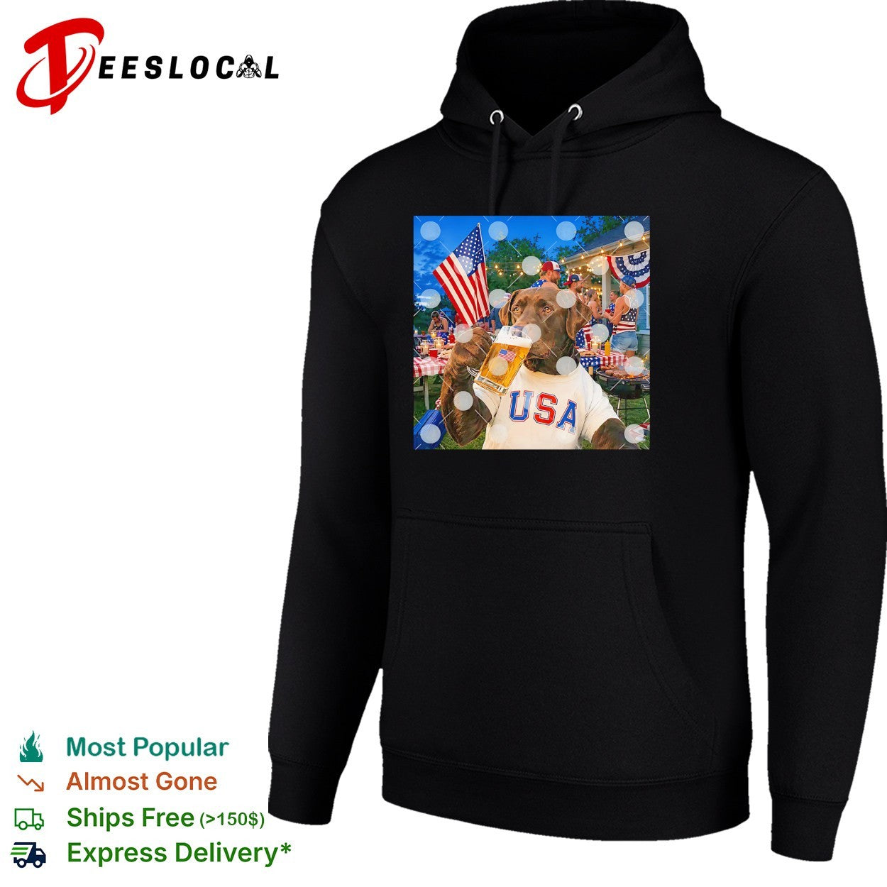 Bear holding beer USA Fourth of July shirt