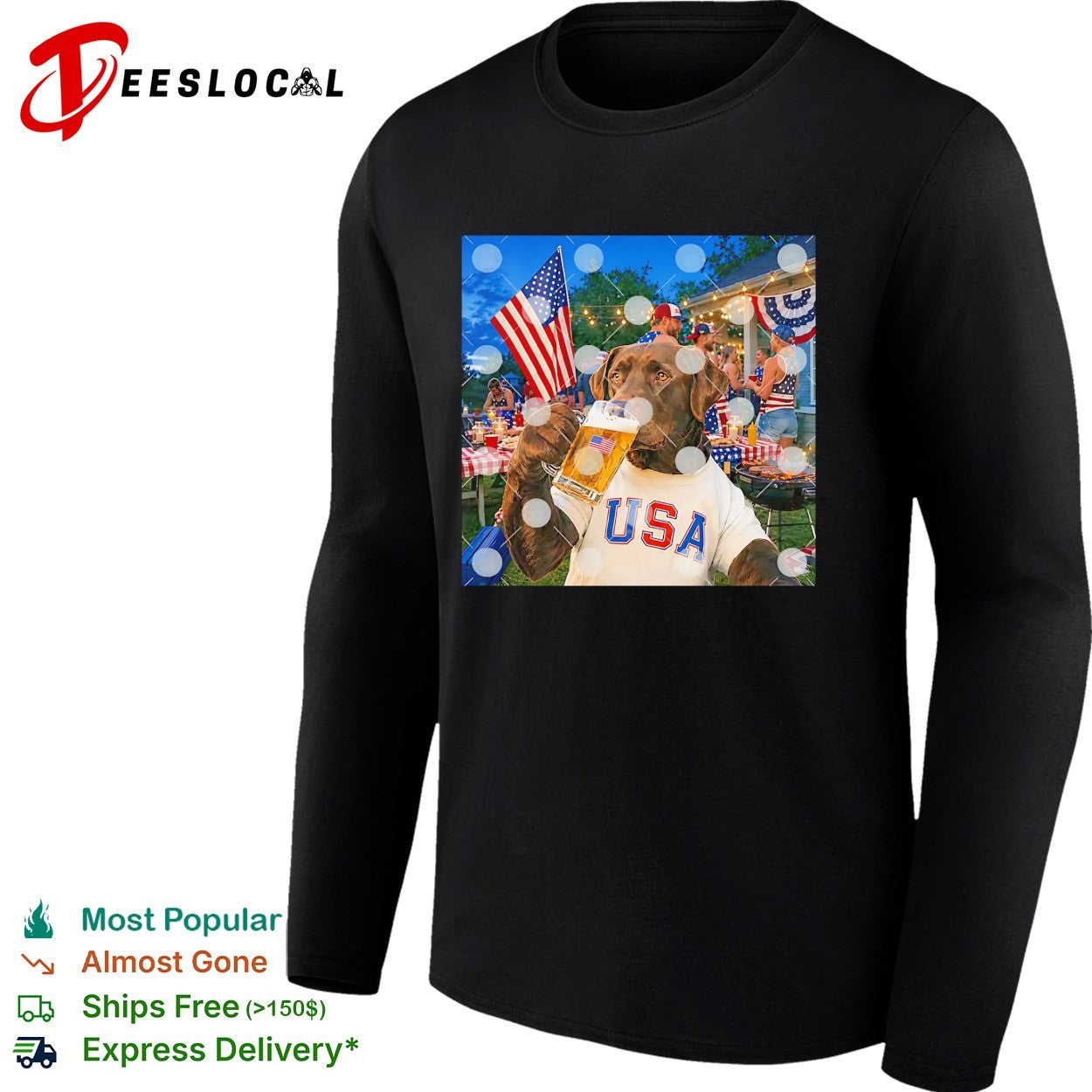 Bear holding beer USA Fourth of July shirt