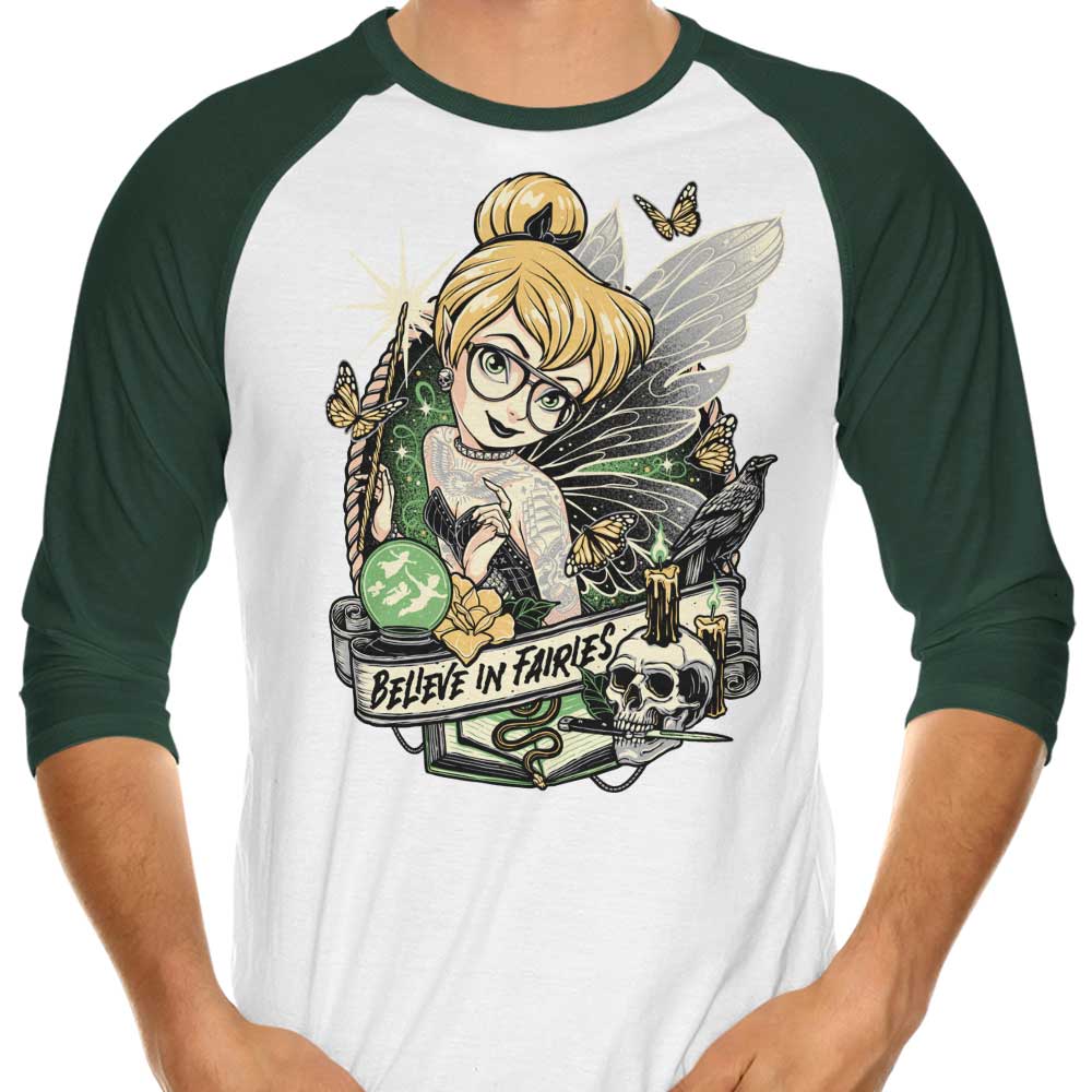 Believe in Fairies - 3/4 Sleeve Raglan T-Shirt Hoodie, Sweatshirt | CiraTrend.com (Image 3)