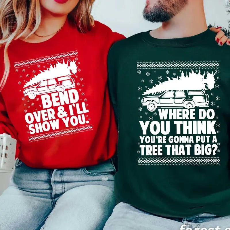 Bend Over and I'll Show You Christmas Couple Matching Shirt, Christmas Vacation Shirt, Griswold Family Tee, Cute...