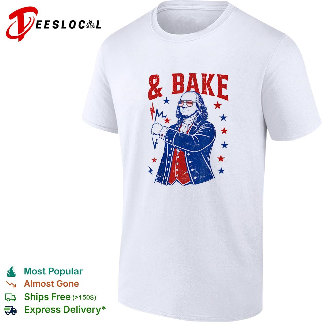 Benjamin Franklin and bake USA glasses shirt