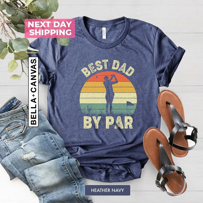 Best Dad By Par Vintage Sunset Golf Shirt For Men Christmas Birthday Father Father's Day Golfing Golfer Gift Idea From...