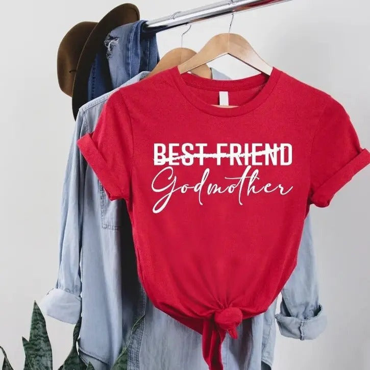 Best Friend To Godmother T-shirtmothers Day Shirt Asking Godmother Proposal Giftspregnancy Announcement Promoted To God...