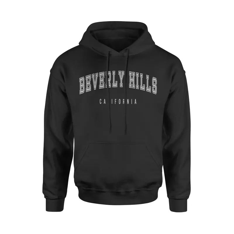 Beverly Hills California Unisex Classic Hoodie Sweatshirt Cotton Fabric Pocket Womenswear T-Shirts | CiraTrend.com