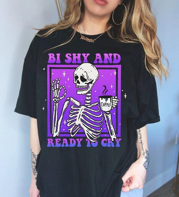 Bi Shy And Ready To Cry T Shirt Hoodie Sweater Bisexual Pride Shirt Bi Pride Shirts Subtle Bi Pride Funny Bisexual Shirt...