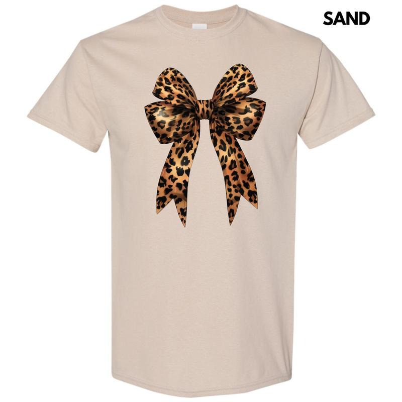 Big Leopard Bow Gildan Short Sleeve T-Shirt 'NLB' Hoodie, Sweatshirt | CiraTrend.com