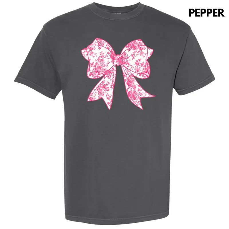 Big Pink Floral Bow Comfort Colors T-Shirt 'NLB' Hoodie, Sweatshirt | CiraTrend.com