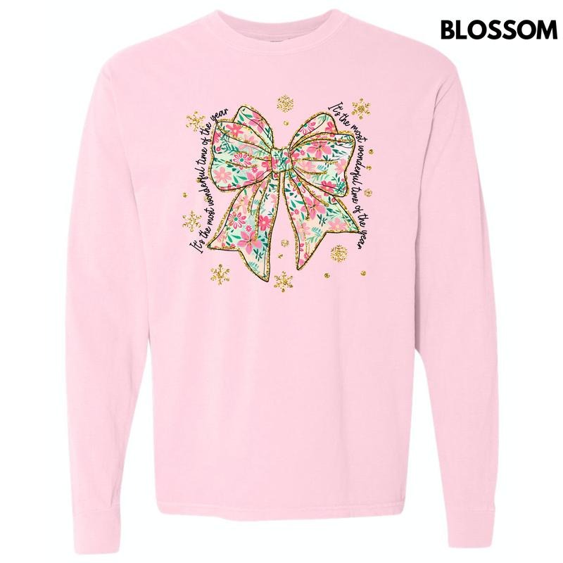 Big Wonderful Time Bow Long Sleeve Comfort Colors T-Shirt 'NLB' Hoodie, Sweatshirt | CiraTrend.com