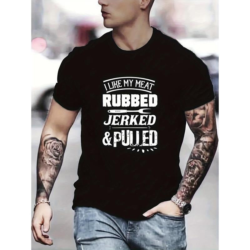 Big size men's clothing I like my meat casual fashion graphic print comfortable round neck short sleeve T-shirt, summer...
