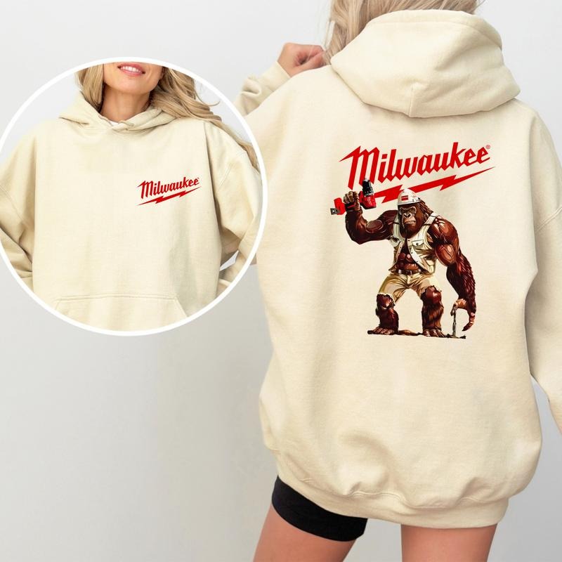 BigFoot Milwaukee 2-Side Hoodie, Vintage Jesus BigFoot Hoodie, Retro BigFoot Graphic Hoodie for Men, Unique BigFoot Hoodie Design, Heavyweight Cotton Hoodie, Gift For Him, For Her