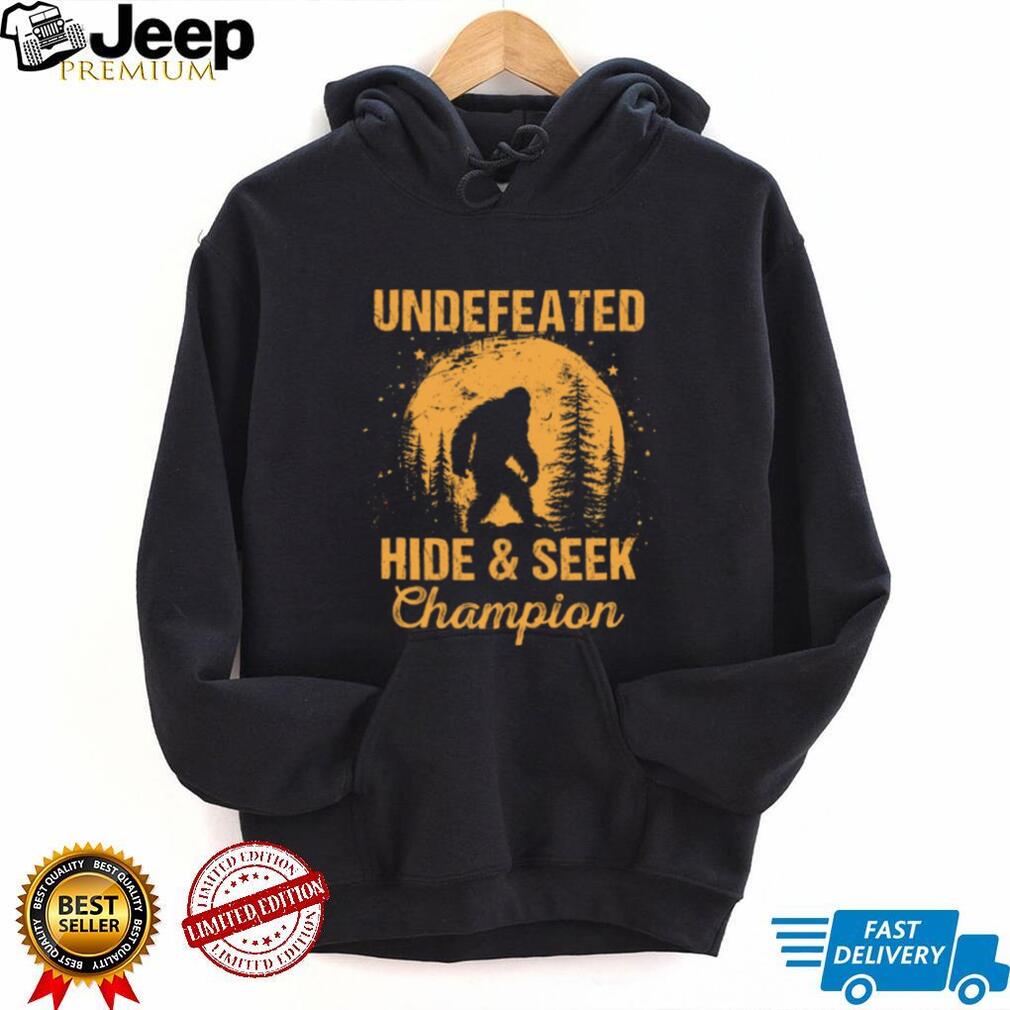 Bigfoot Undefeated Hide and Seek Champion Retro Sunset Tee