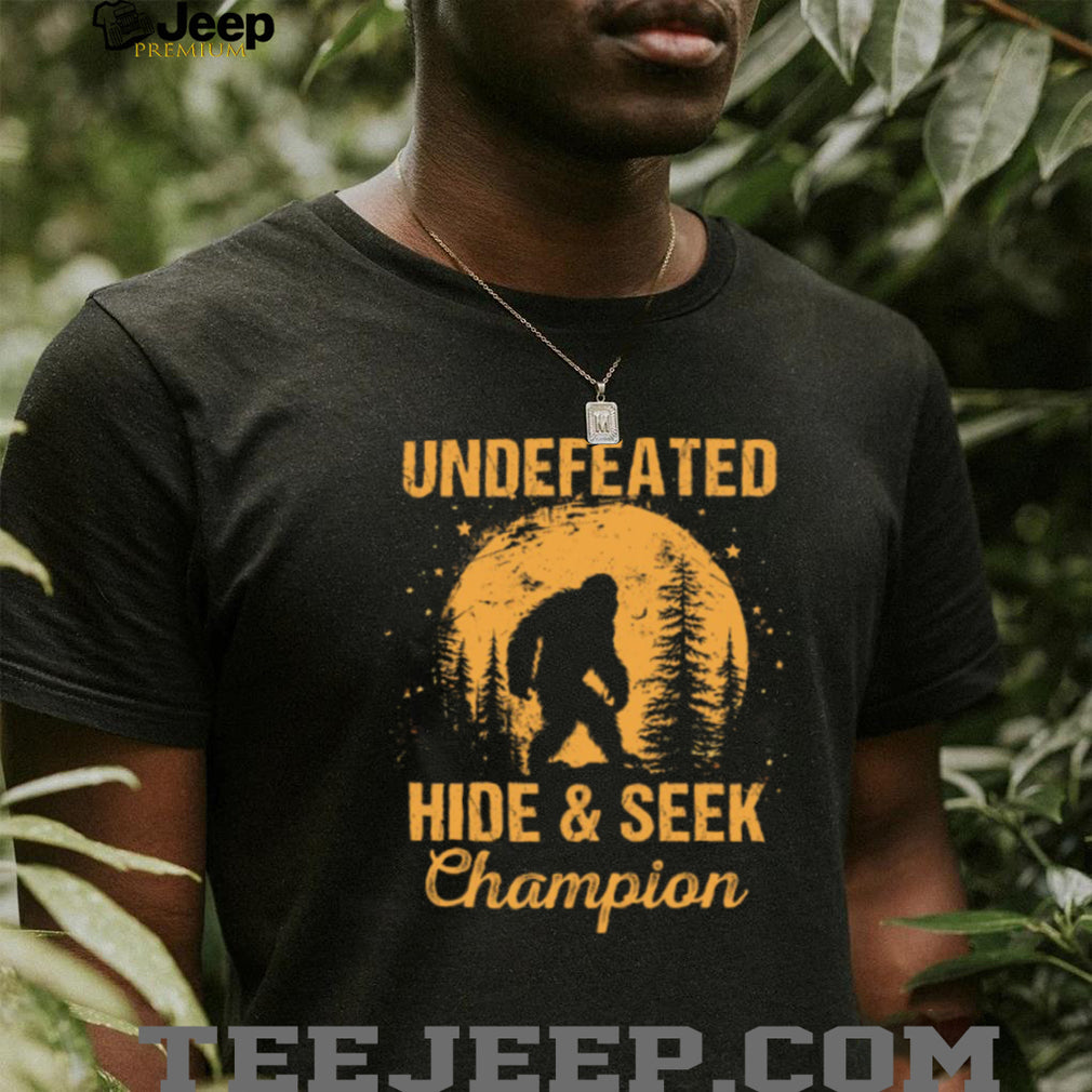 Bigfoot Undefeated Hide and Seek Champion Retro Sunset Tee