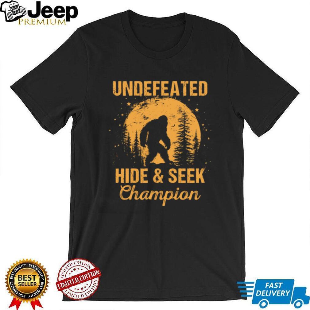 Bigfoot Undefeated Hide and Seek Champion Retro Sunset Tee