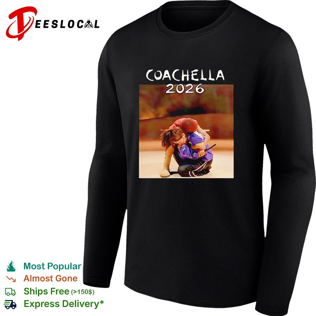 Billie Eilish Coachella 2026 stage hug shirt