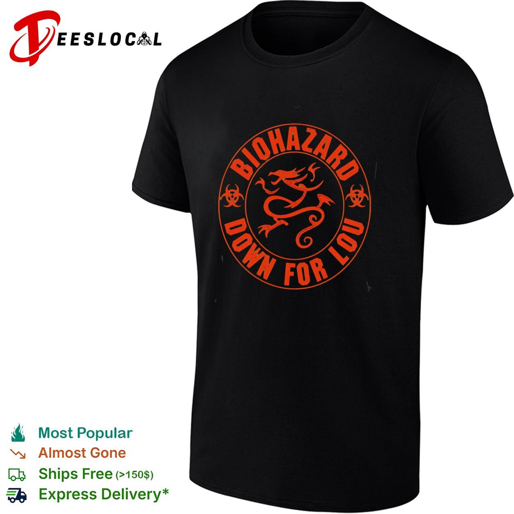 Biohazard down for Lou dragon shirt