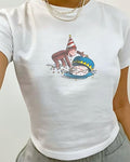 Birthday Cake Baby Tee, Birthday Girl Shirt, Retro Cake, Coquette, Retro Graphic Tee, Y2k, 90s Clothing, Cartoon shirt...