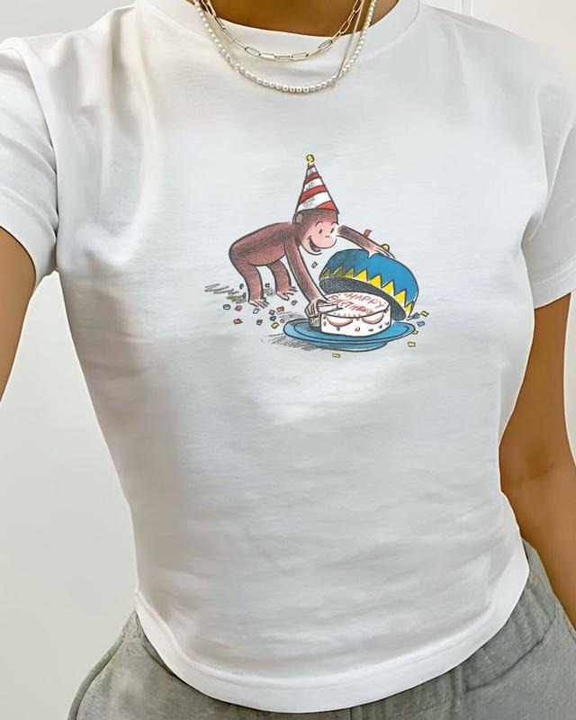 Birthday Cake Baby Tee, Birthday Girl Shirt, Retro Cake, Coquette, Retro Graphic Tee, Y2k, 90s Clothing, Cartoon shirt...