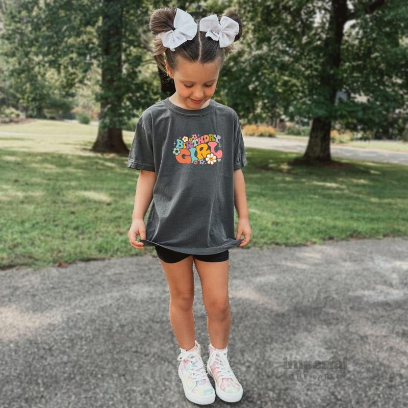 Birthday Girl Youth Sweatshirt and Kid's Comfort Colors T-Shirt, Cute Youth Crewneck, Celebration Kids Pullover, Cozy Birthday Outfit, Trendy Kids Apparel, Youth Sweatshirt