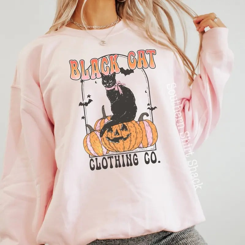 Black Cat Clothing Co Halloween Sweatshirt T-Shirts, Hoodie | CiraTrend.com