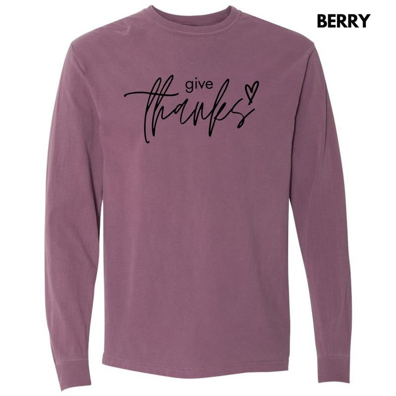 Black Give Thanks Long Sleeve Comfort Colors T-Shirt 'NLB' Hoodie, Sweatshirt | CiraTrend.com