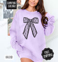 Black Lace Bow Comfort Colors Sweatshirt, Women's Crewneck, Cute Black Bow Women's Sweater T-Shirts, Hoodie | CiraTrend.com