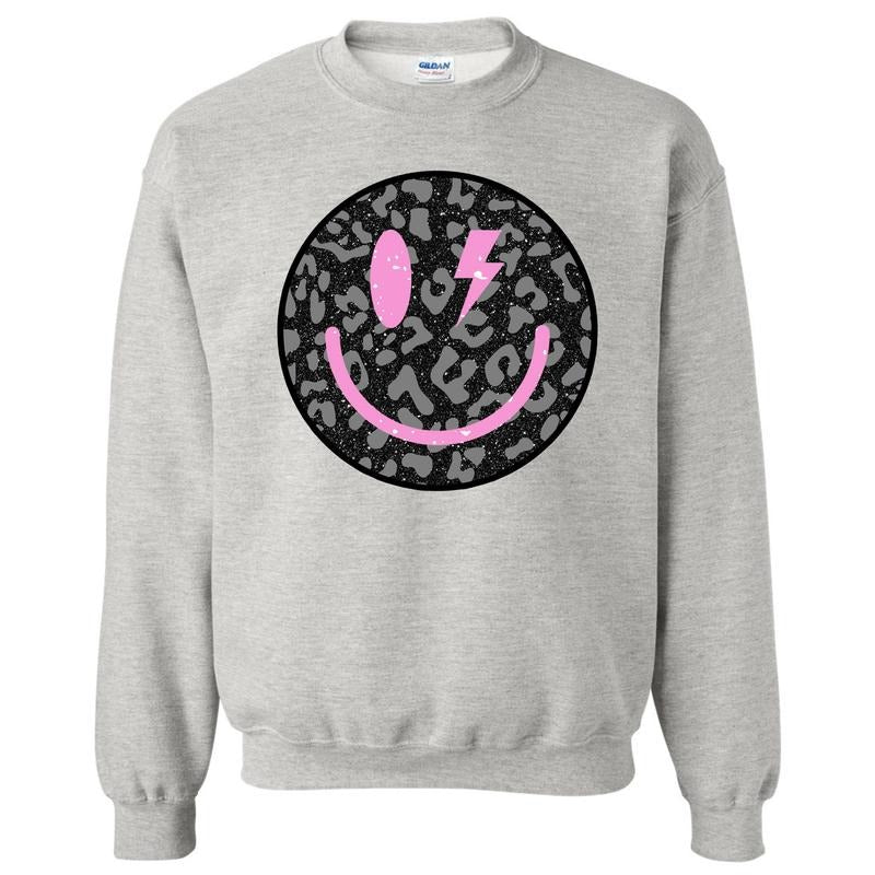Black Leopard Happy Face Sweatshirt 'NLB' T-Shirts, Hoodie | CiraTrend.com