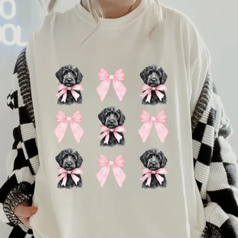 Black Poodle with bows Shirt ~ Unisex Apparel Relaxed Fit Printed In The USA Clothing Womenswear Casual Comfort Cotton...
