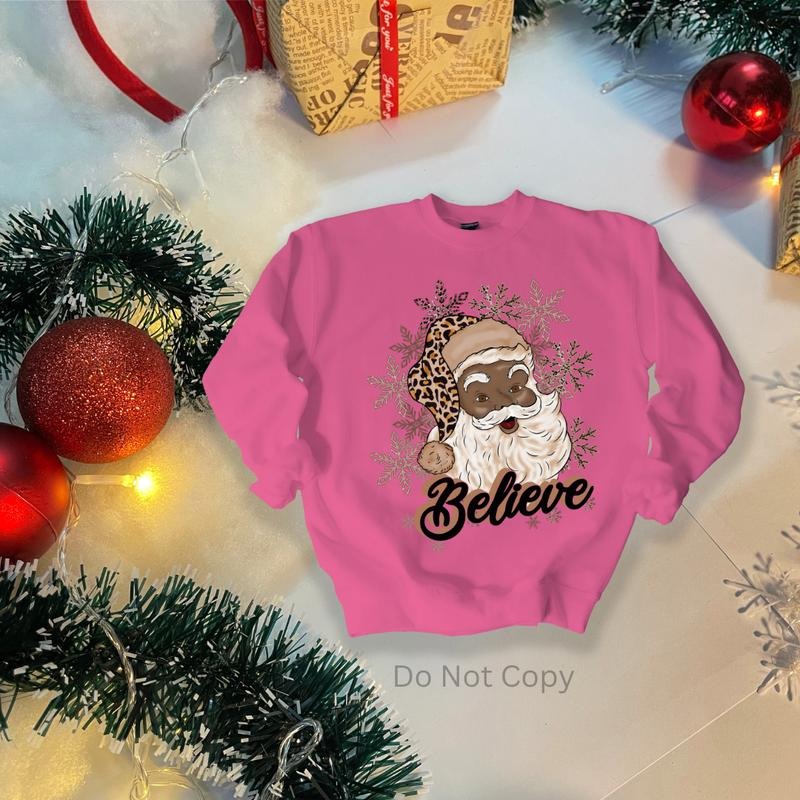 Black Santa DTF Transfer ONLY - This is NOT a T Shirt Hoodie, Sweatshirt | CiraTrend.com