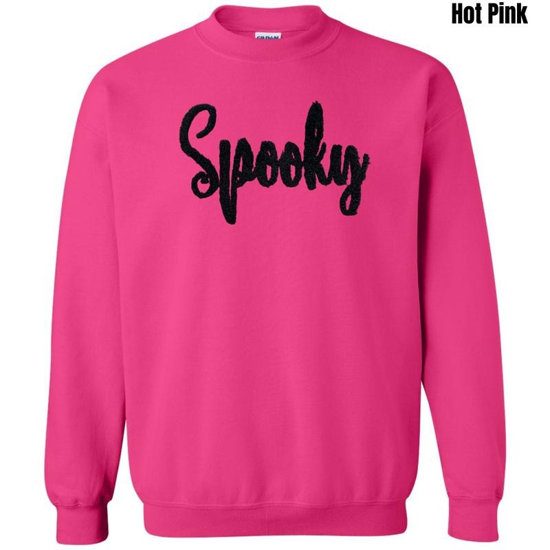 Black Spooky Fluffy Patch Sweatshirt T-Shirts, Hoodie | CiraTrend.com