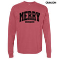 Black Varsity Merry Christmas Long Sleeve Comfort Colors T-Shirt 'NLB' Hoodie, Sweatshirt | CiraTrend.com
