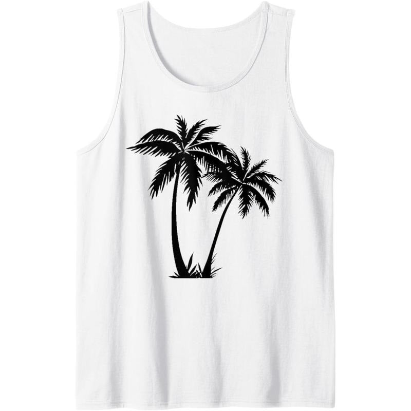 Black White Palm Trees Summer Sun Beach T-Shirt Women Men Tank Top Made in USA Hoodie, Sweatshirt | CiraTrend.com