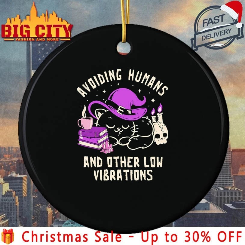 Black cat Avoiding Humans And Other Low Vibrations shirt
