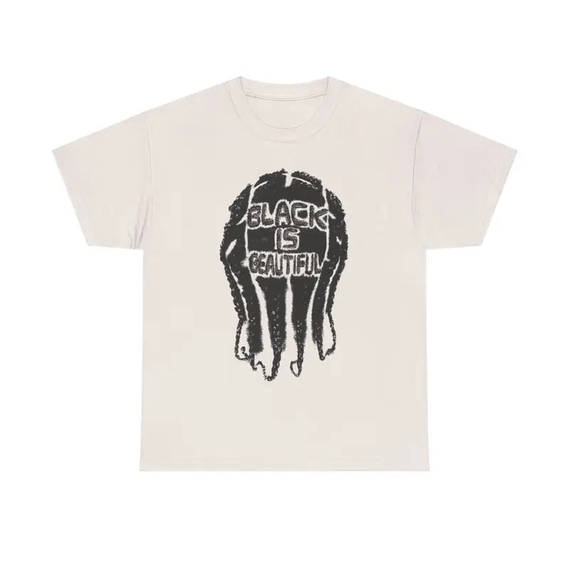 "Black is Beautiful" Vintage Hippie 90s Styled Graphic T-Shirt Retro Y2k Vibes Hip Hop Inspired Casual Cotton