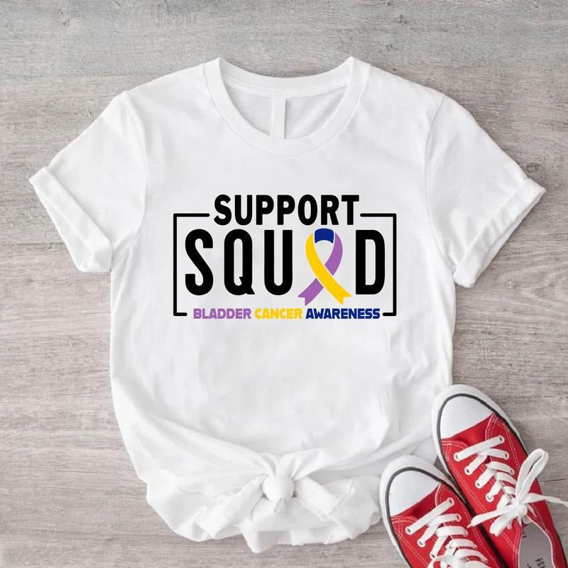 Bladder Cancer Support Shirt, Matching Squad Tee, Bladder Cancer Awareness T-shirt, Survivor Gift Tee, Ribbon Support...