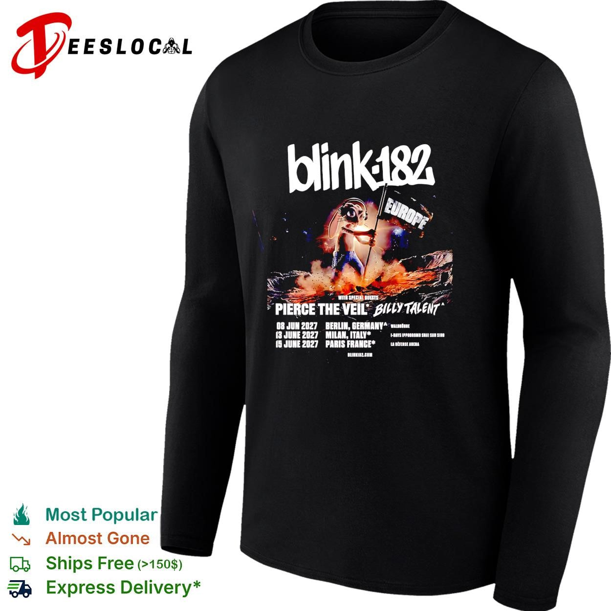 Blink-182 Europe Tour 2027 For Germany Italy And France shirt