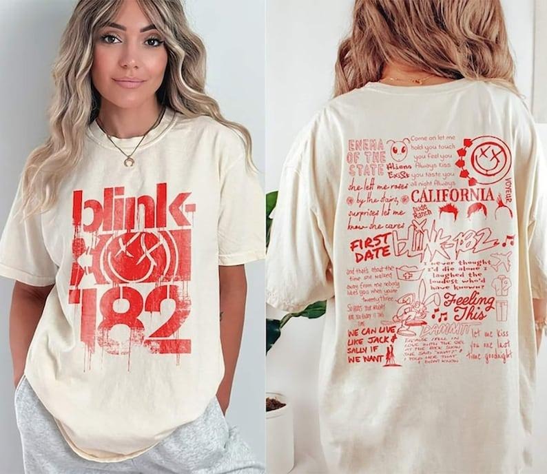 Blink 182 The World Tour 2023-2024 2Sides Shirt, Blink 182 Rock n' Roll T Shirt, Rock n' Roll Shirt, Blink 182 Shirt,...