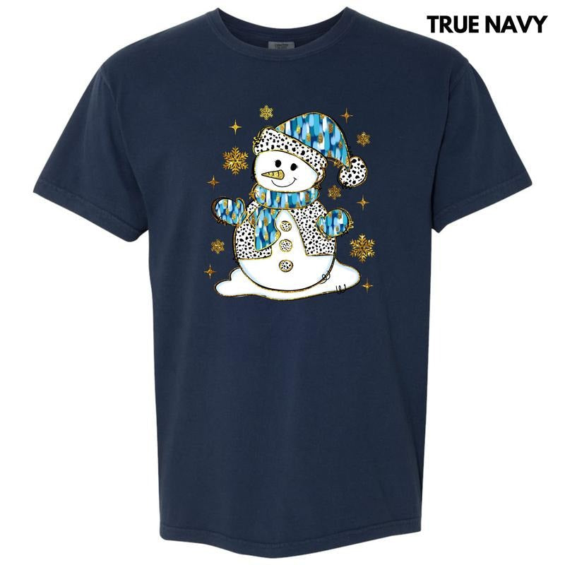 Blue & Gold Spotted Snowman Comfort Colors T-Shirt 'NLB Hoodie, Sweatshirt | CiraTrend.com