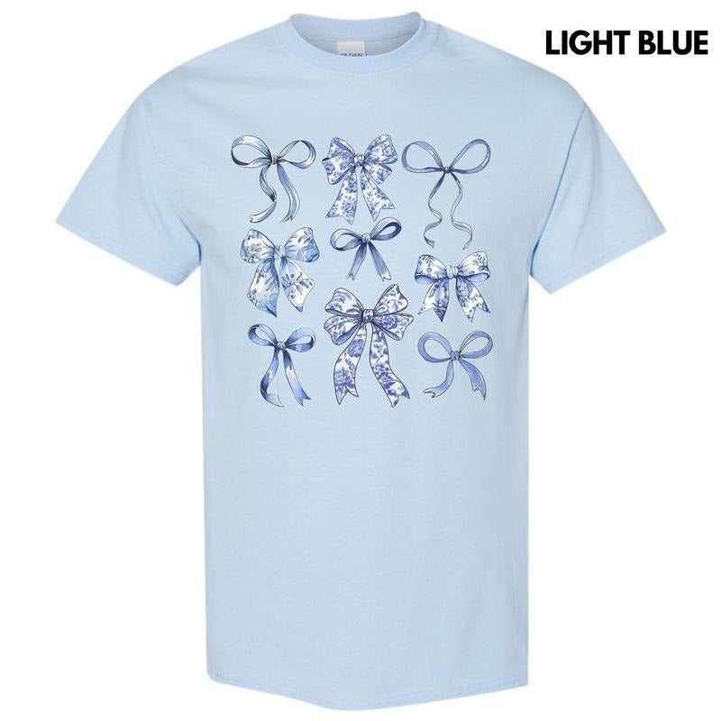 Blue Bow Coquette Collage Gildan Short Sleeve T-Shirt 'NLB' Hoodie, Sweatshirt | CiraTrend.com