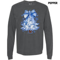 Blue Chinoiserie Christmas Tree Long Sleeve Comfort Colors T-Shirt 'NLB' Hoodie, Sweatshirt | CiraTrend.com