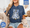 Blue Floral Christmas Tree Shirt Comfort Colors, Trendy Holiday Women's Tshirt Hoodie, Sweatshirt | CiraTrend.com