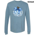 Blue Floral Pumpkin Long Sleeve Comfort Colors T-Shirt 'NLB' Hoodie, Sweatshirt | CiraTrend.com
